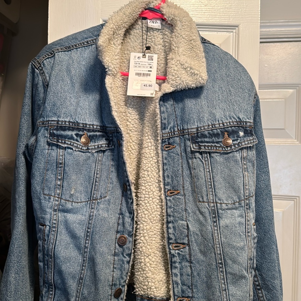 Zara:Fleece lined Jean Jacket
